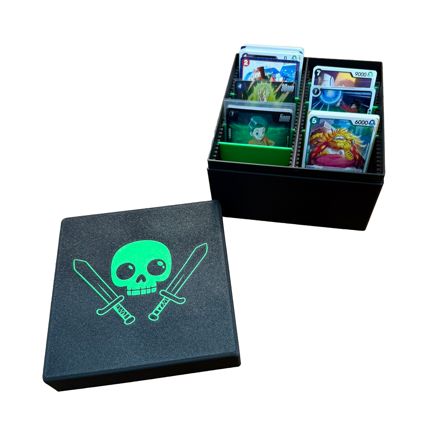 TCG Aufbewahrungskiste – Grün / Schwarz oder Sparkling Schwarz | Mit 6 Trennern