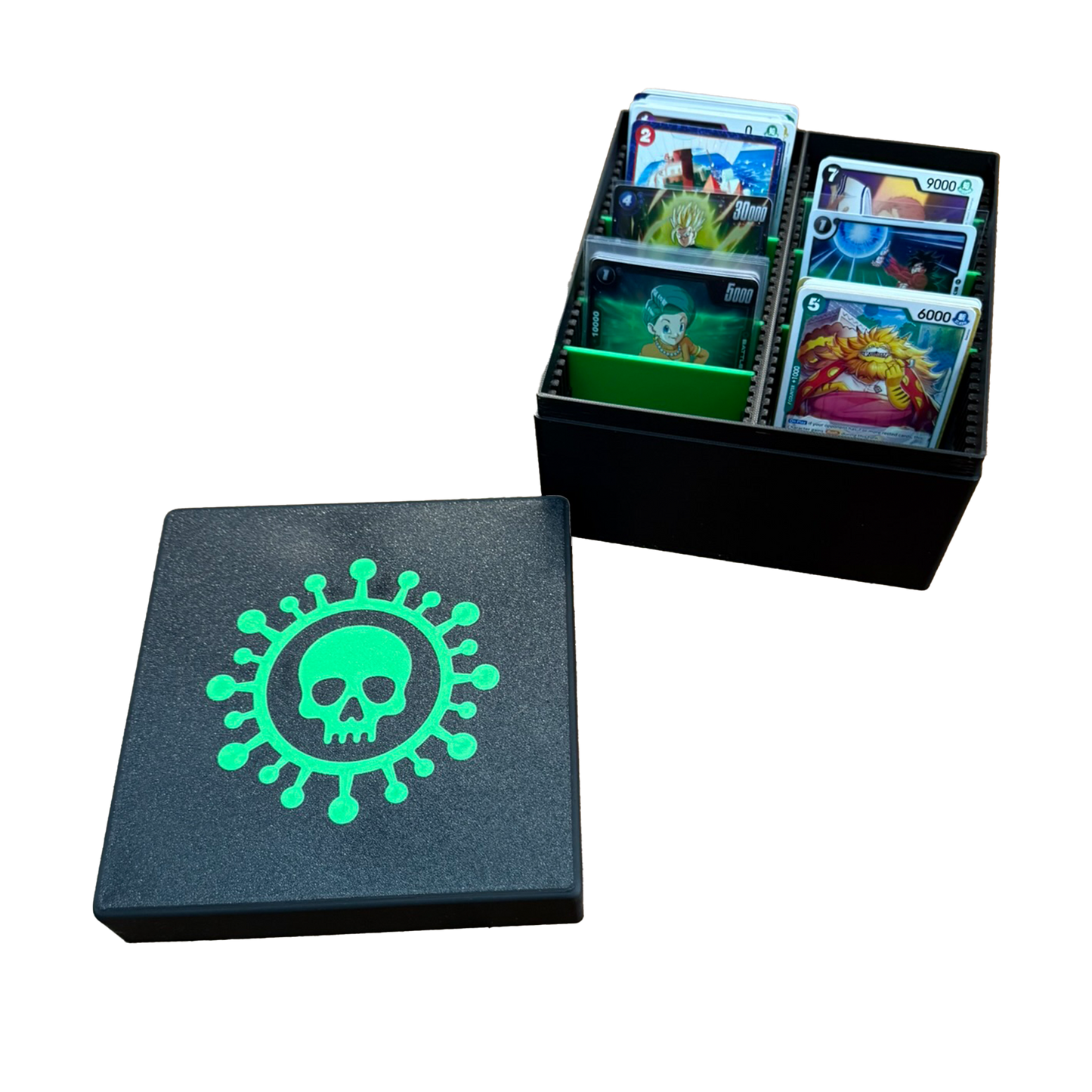 TCG Aufbewahrungskiste – Grün / Schwarz oder Sparkling Schwarz | Mit 6 Trennern