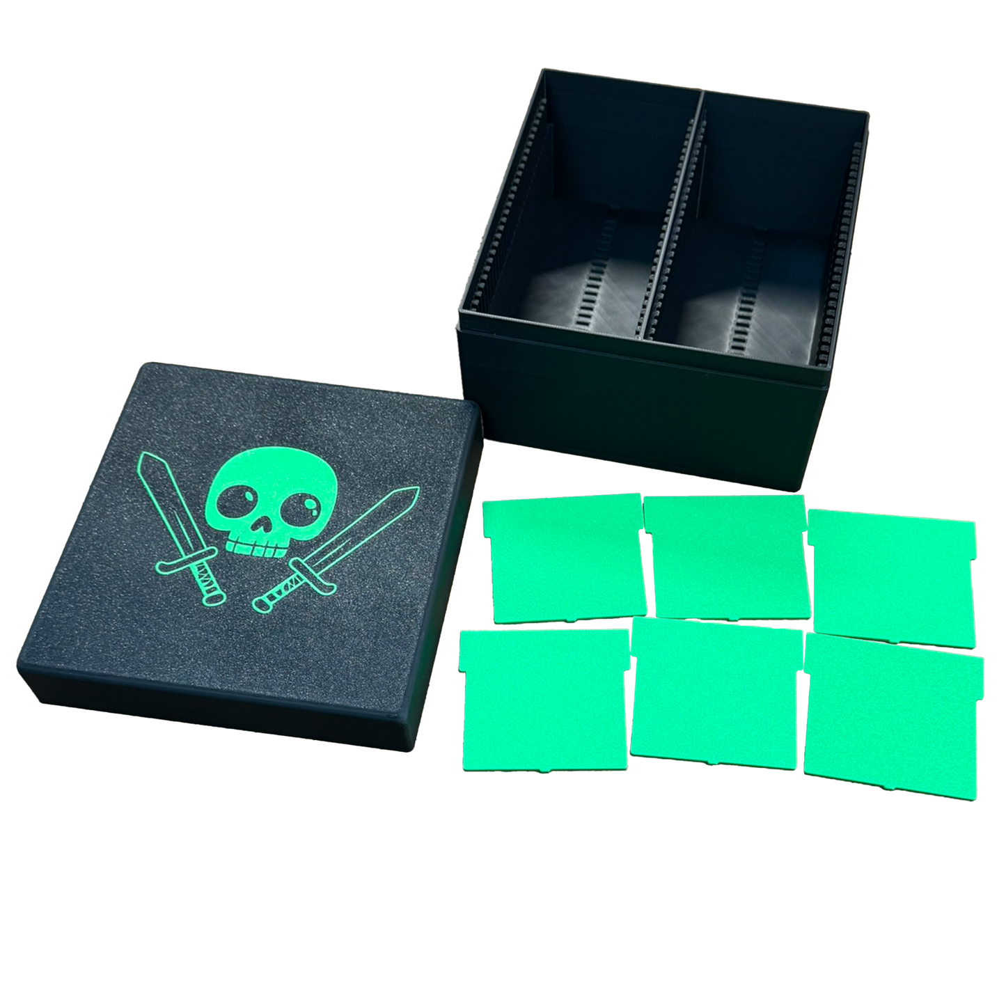 TCG Aufbewahrungskiste – Grün / Schwarz oder Sparkling Schwarz | Mit 6 Trennern