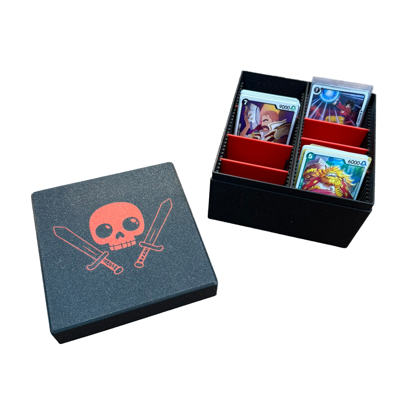 TCG Aufbewahrungskiste – Rot / Schwarz oder Sparkling Schwarz | Mit 6 Trennern