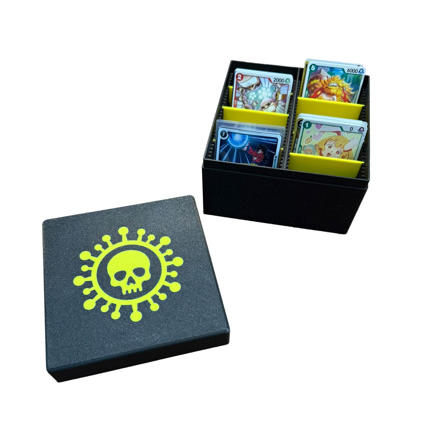 TCG Aufbewahrungskiste – gelb / Schwarz oder Sparkling Schwarz | Mit 6 Trennern