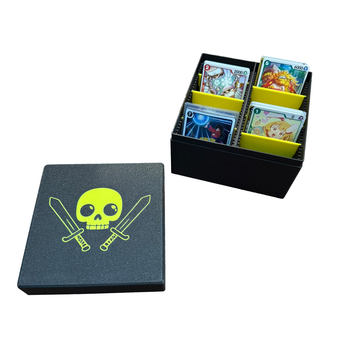 TCG Aufbewahrungskiste – gelb / Schwarz oder Sparkling Schwarz | Mit 6 Trennern